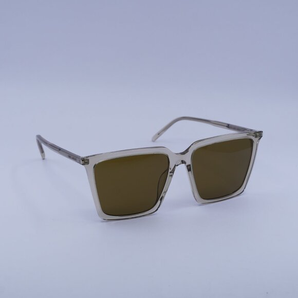 Saint Laurent SL474 005 Sunglasses Yellow Square Frame, Brown Lenses - Picture 8 of 11